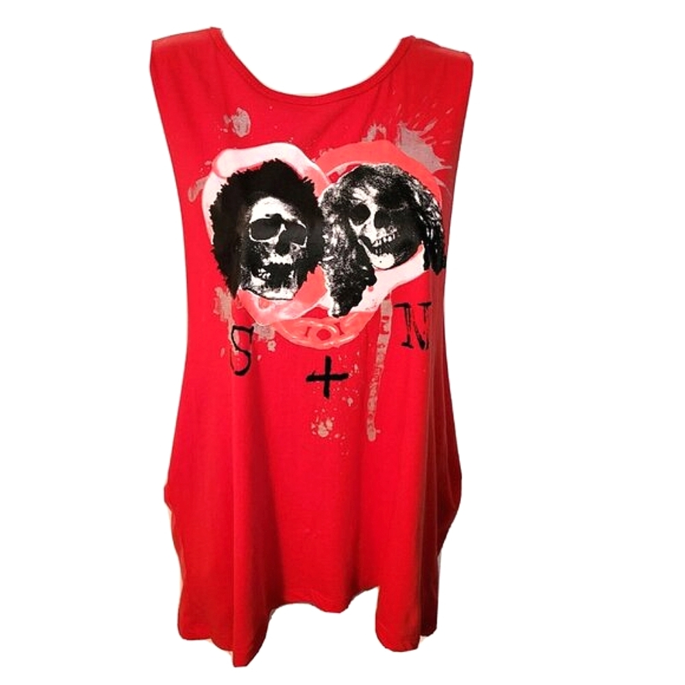 SID & NANCY Iron Fist Red Women's Tank Top Sz Medium The Sex Pistols Sid Vicious